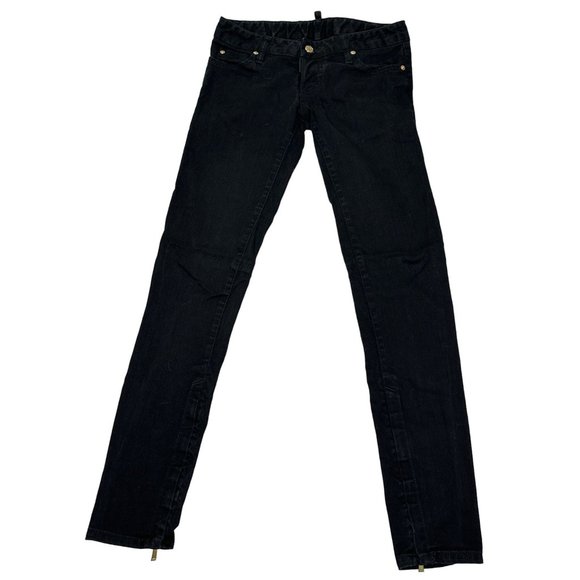D Squared Jeans Womens 40 Black Skinny Ankle Zip Button Fly Low Rise - Picture 2 of 12